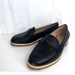 COACH Peyton Penny Loafers Black Size 8B Slip On Flats Neutral Minimalist